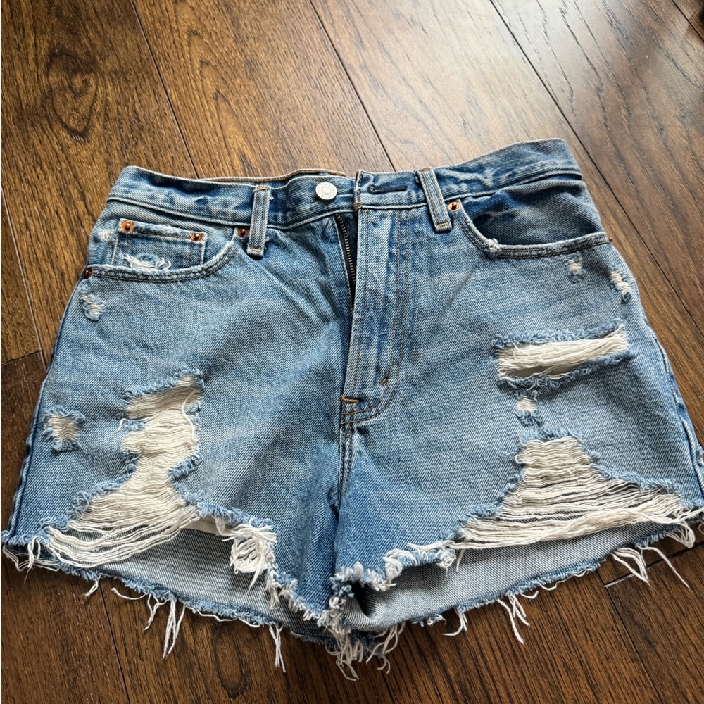 Abercrombie & Fitch Light Blue Distressed Denim Jean Shorts